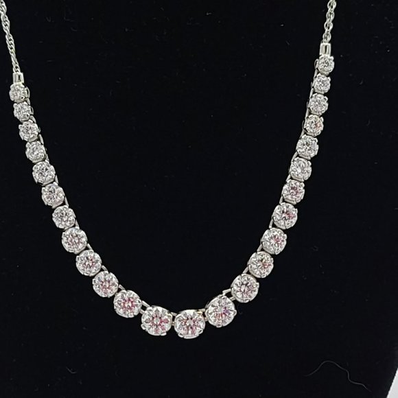 Stunning DIAMONIQUE Graduated Line Necklace  14.00 cttw  Round 100-Facet Stones - Picture 4 of 13